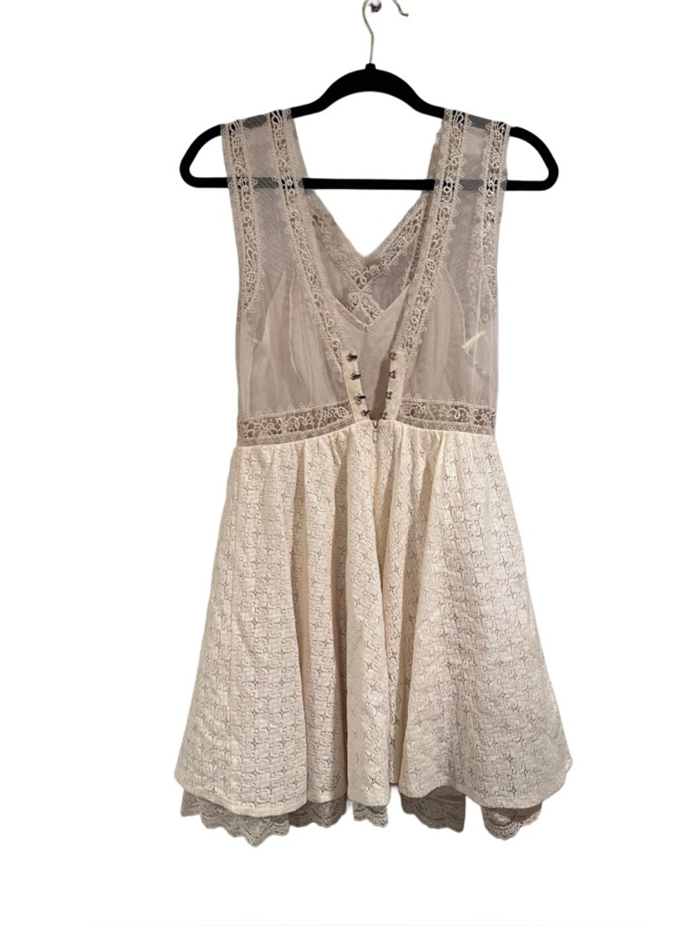 Free People Victoria Ivory Lace Mesh Sheer Sleeveless Mini Dress Lace Size 4 NWT - Picture 4 of 16